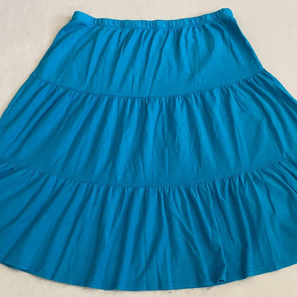 {VTG} Russ Berens Malibu USA | Y2K Cotton Modal Tiered Boho Peasant Skirt Blue M - Picture 4 of 12